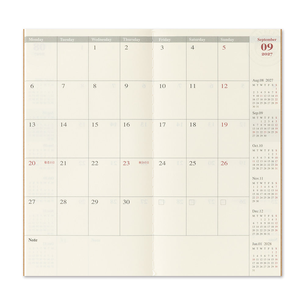 Traveler’s Notebook 2027 Monthly Diary Refill (14501006)