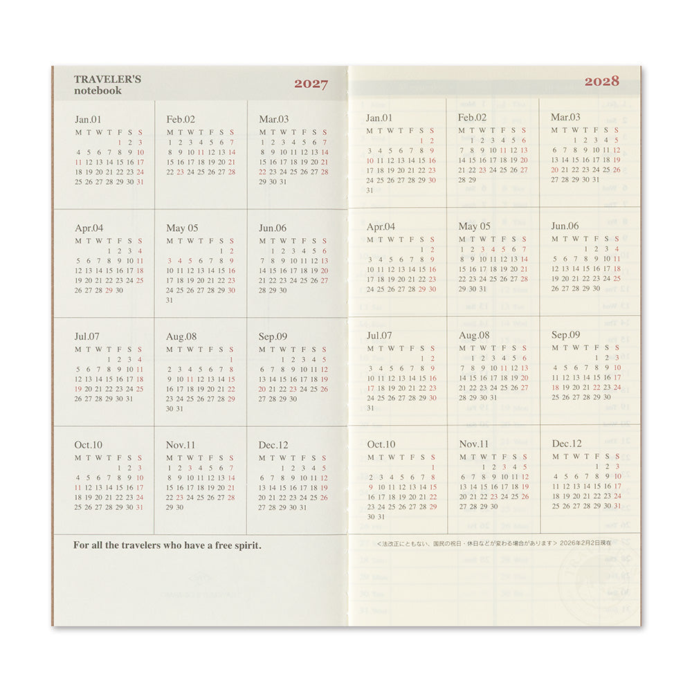 Traveler’s Notebook 2027 Weekly and Memo Diary Refill (14502006)