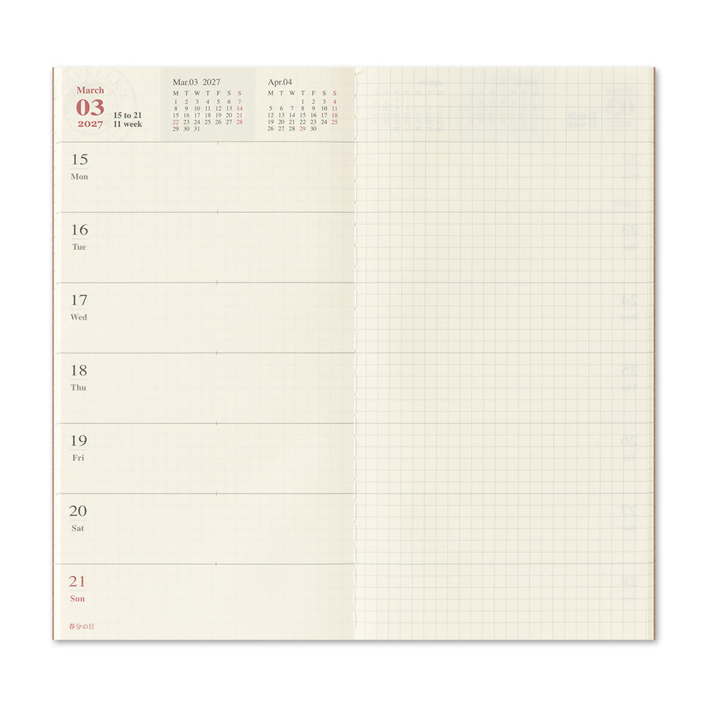 Traveler’s Notebook 2027 Weekly and Memo Diary Refill (14502006)