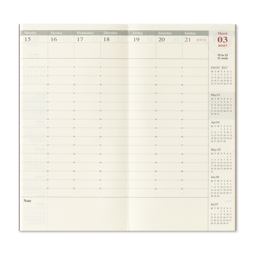 Traveler’s Notebook 2027 Weekly Vertical Diary Refill (14503006)