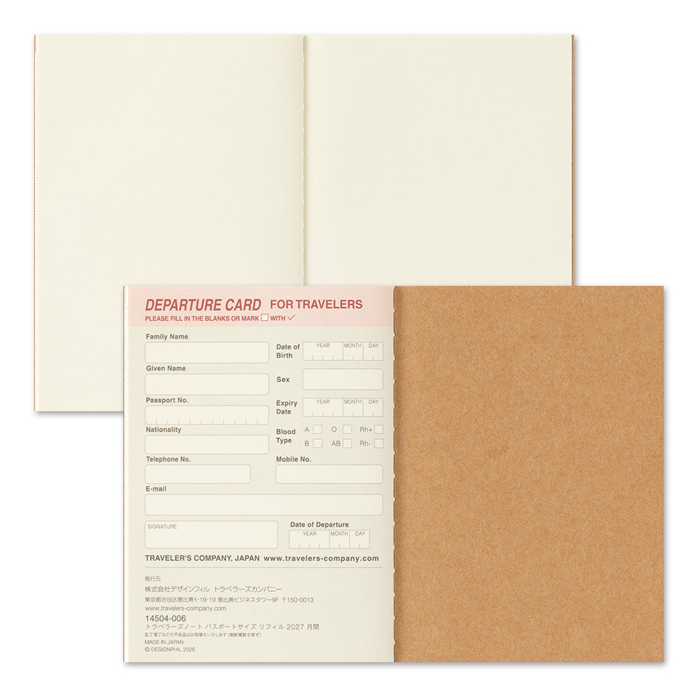 Traveler’s Notebook Passport Size 2027 Monthly Diary Refill (14504006)