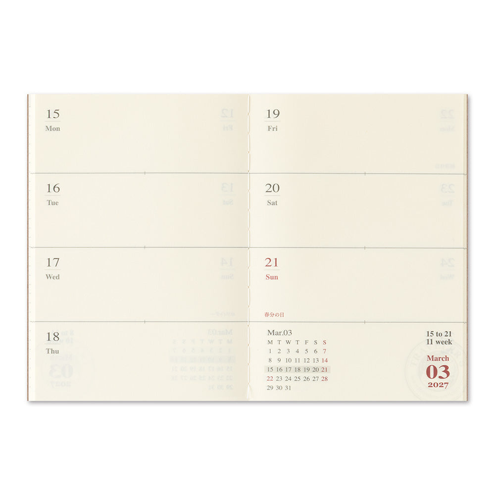 Traveler’s Notebook Passport Size 2027 Weekly Diary Refill (14505006)