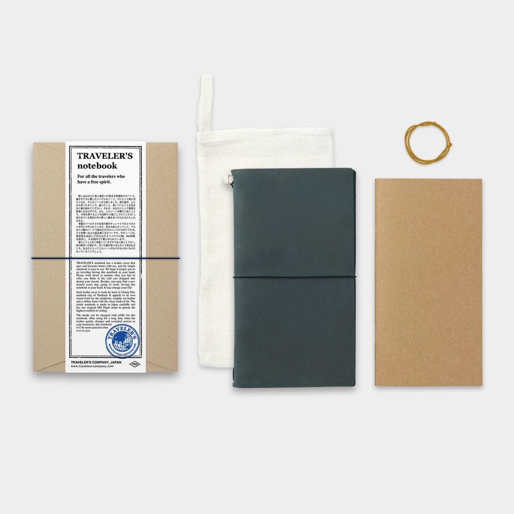 Traveler's Notebook Regular Size Leather Cover Starter Kit Blue (15239006)