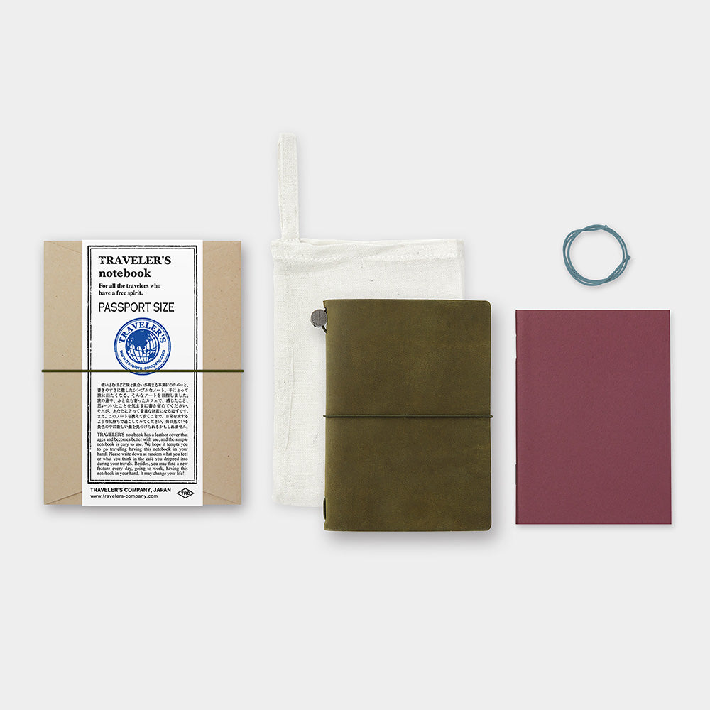 Traveler's Notebook Passport Size Leather Cover Starter Kit Olive Green (15343006)