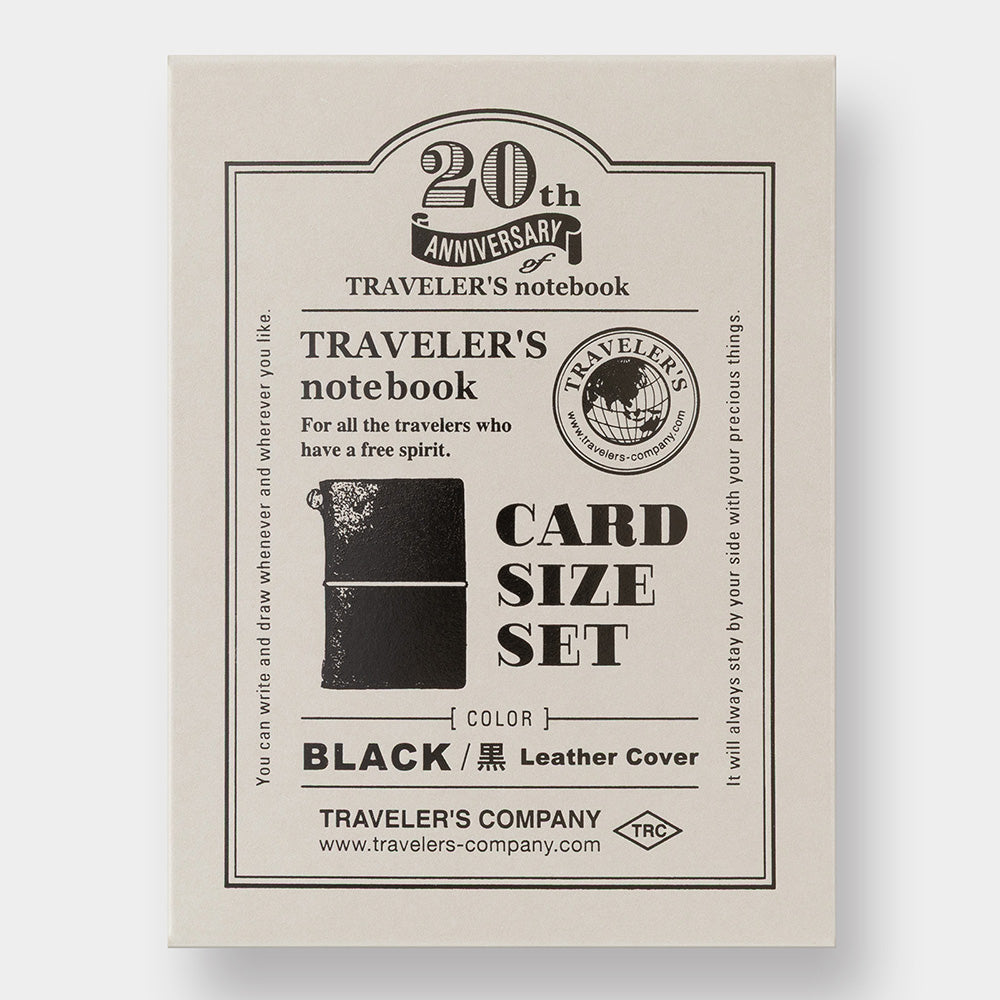 TRAVELER'S notebook Card Size 20th Anniversary Limited Edition Leather Notebook Set Black