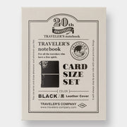 TRAVELER'S notebook Card Size 20th Anniversary Limited Edition Leather Notebook Set Black