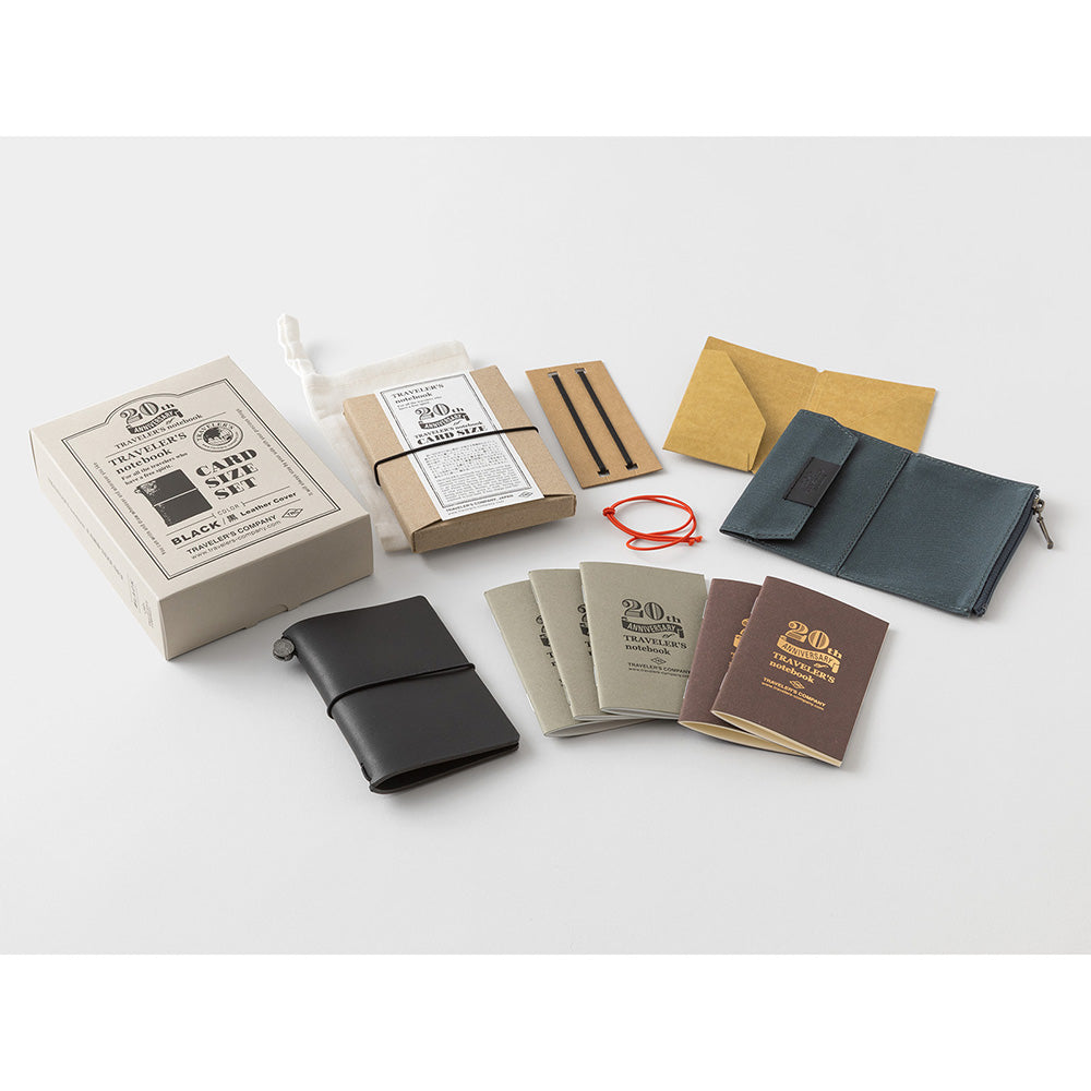 TRAVELER'S notebook Card Size 20th Anniversary Limited Edition Leather Notebook Set Black