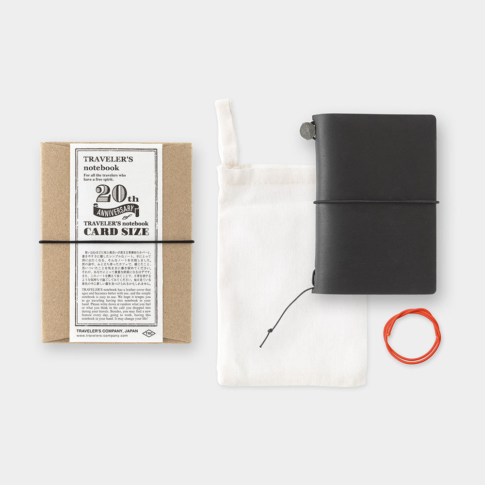TRAVELER'S notebook Card Size 20th Anniversary Limited Edition Leather Notebook Set Black