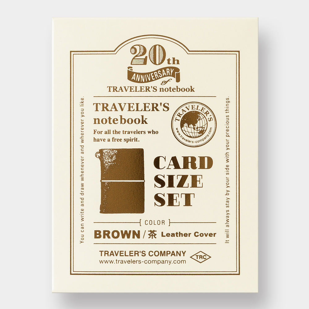 TRAVELER'S notebook Card Size 20th Anniversary Limited Edition Leather Notebook Set Brown