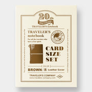 TRAVELER'S notebook Card Size 20th Anniversary Limited Edition Leather Notebook Set Brown