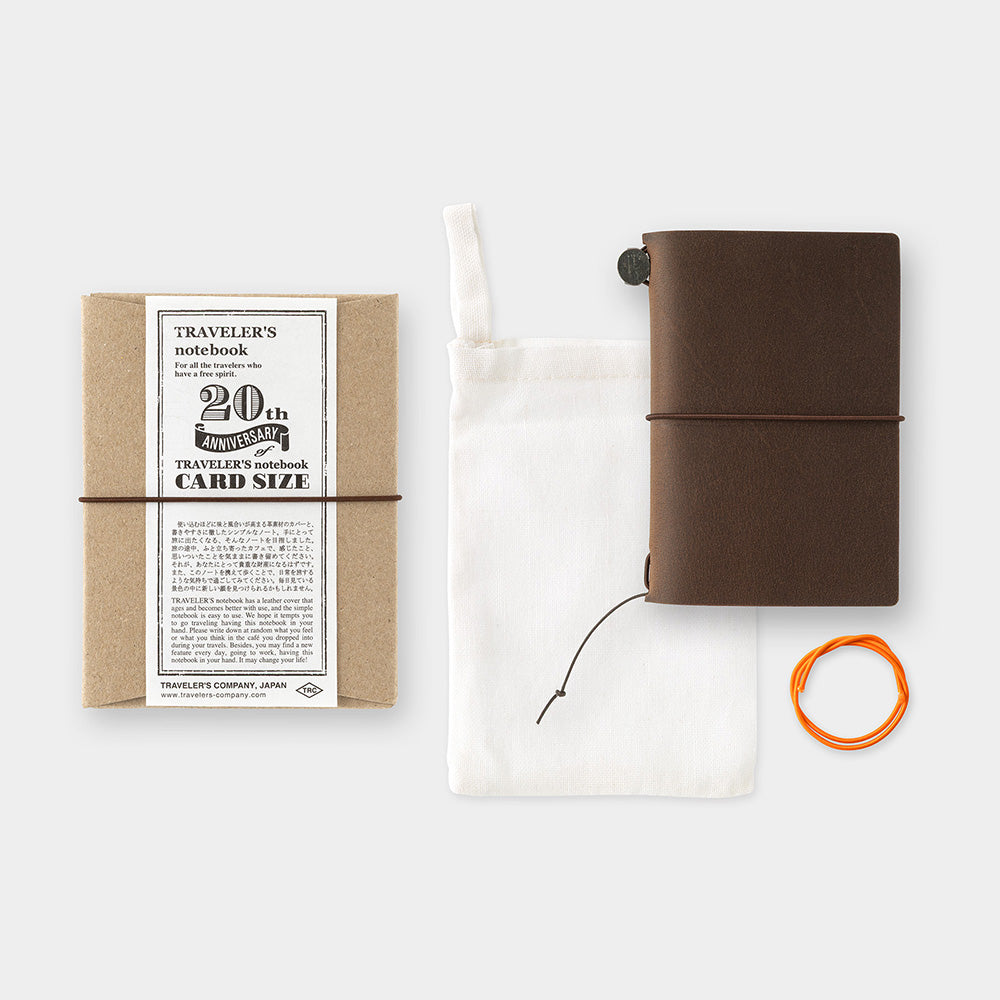 TRAVELER'S notebook Card Size 20th Anniversary Limited Edition Leather Notebook Set Brown
