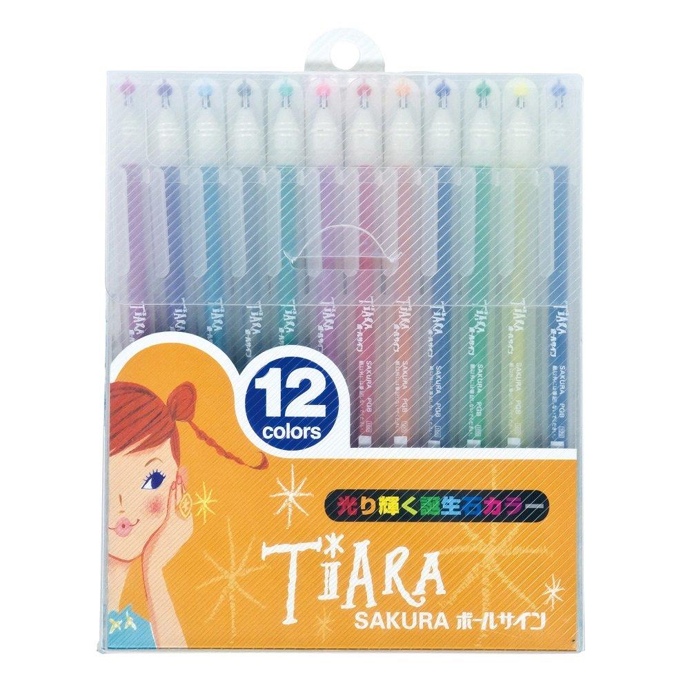 Sakura Crepas Ballsign Tiara Birthstone Colors Water-Based Gel Pens 12-Color Set PGB12TN
