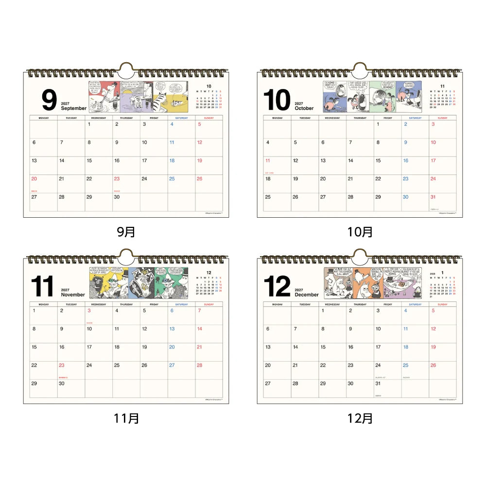 Moomin Family 2027 Simple Horizontal Wall Calendar