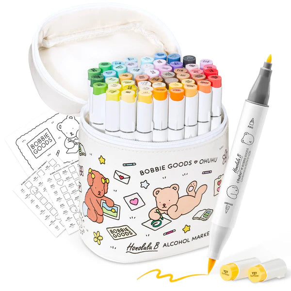 Ohuhu x Bobbie Goods Illustration Marker Set – 48 Colors Dual Tip Brush & Fine Point Markers