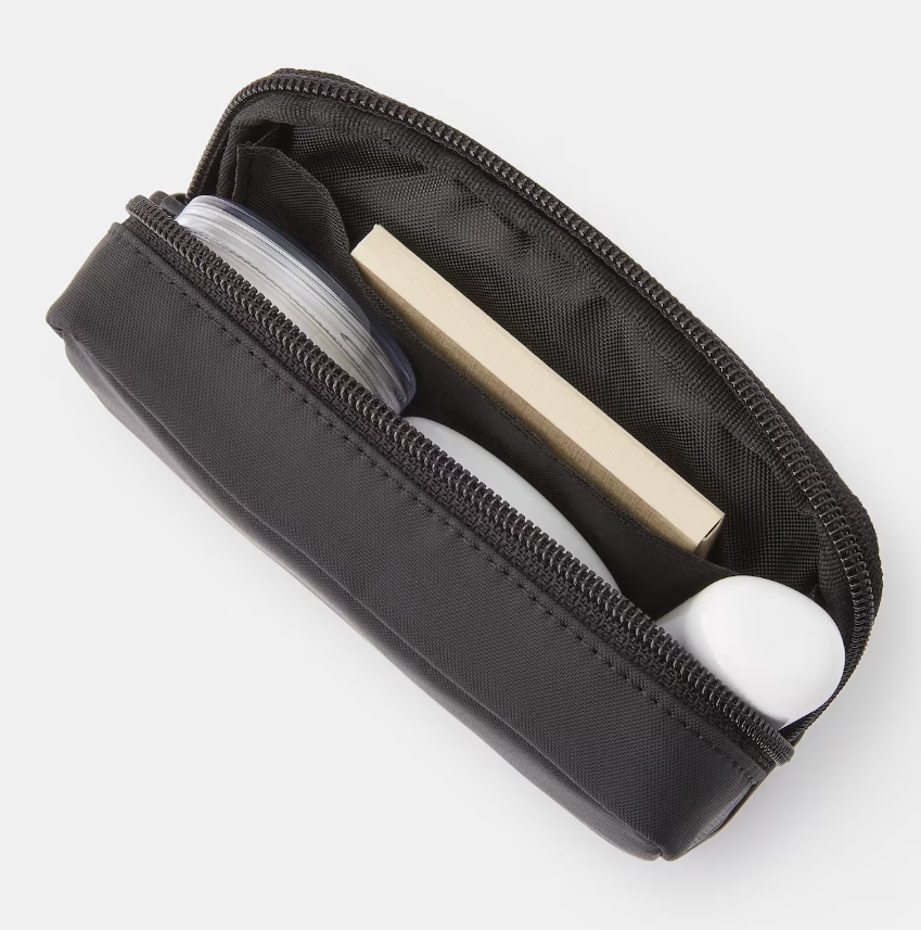 Muji Recycled Nylon Compact Pouch Black 14cm