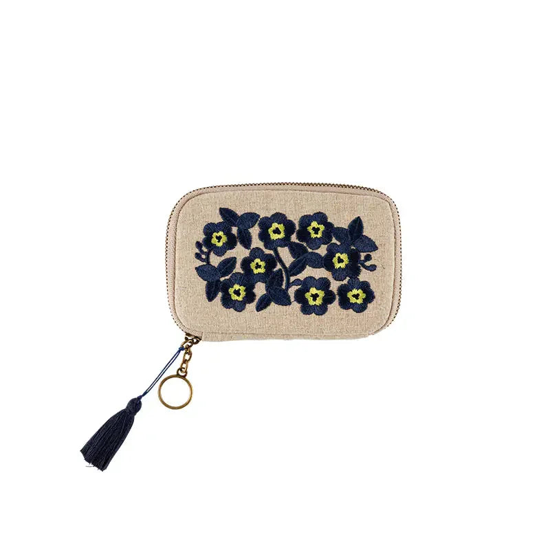 Hobonichi Drawer Pouch Pocket – Ukrainian Flowers Embroidered Linen Mini Pouch