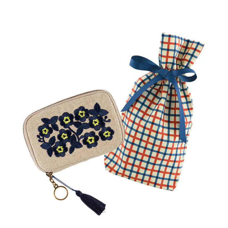 Hobonichi Drawer Pouch Pocket – Ukrainian Flowers Embroidered Linen Mini Pouch
