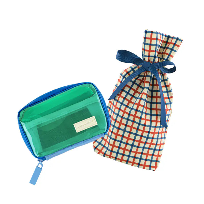 Hobonichi Drawer Pouch Pocket – Transparent Mix Blue Mini Organizer Pouch