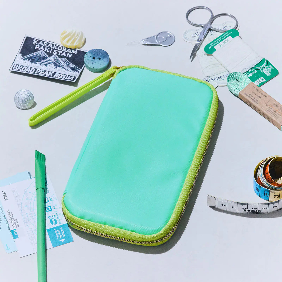 Hobonichi Aqua Lime Small Drawer Pouch
