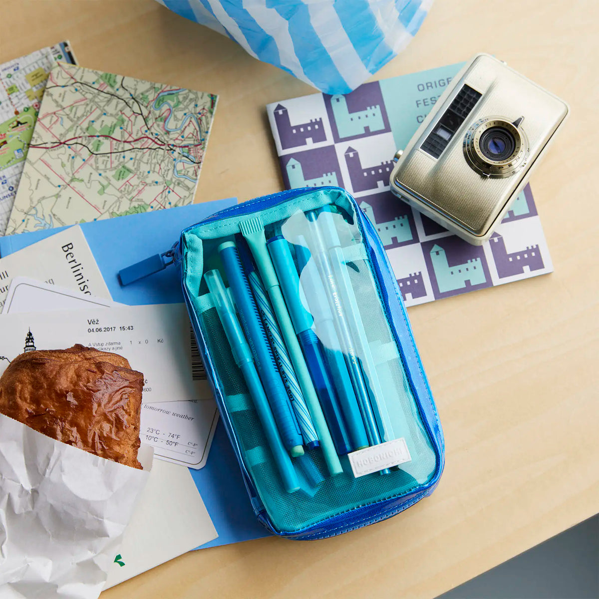 Hobonichi Techo Transparent Mix Blue Small Drawer Pouch