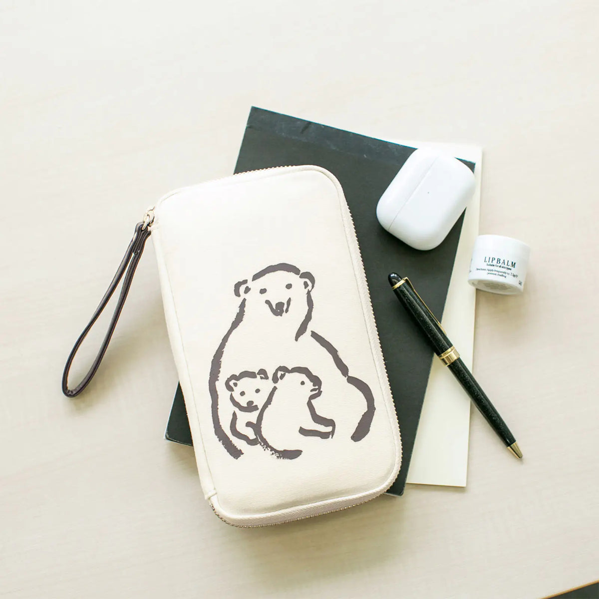 Hobonichi “Polar Bears” Small Drawer Pouch by Izumi Shiokawa