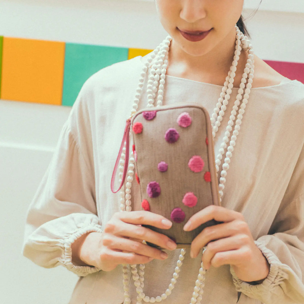 Hobonichi “Koyaguchi Pile Pink Sparkle” Small Drawer Pouch