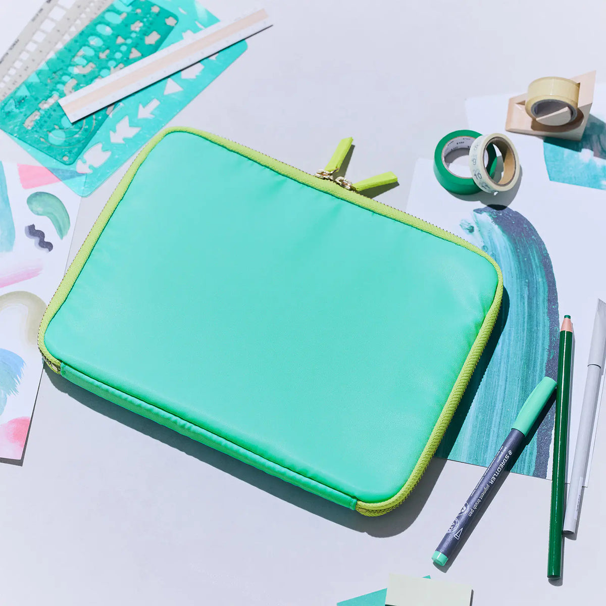 Hobonichi Aqua Lime Large Drawer Pouch