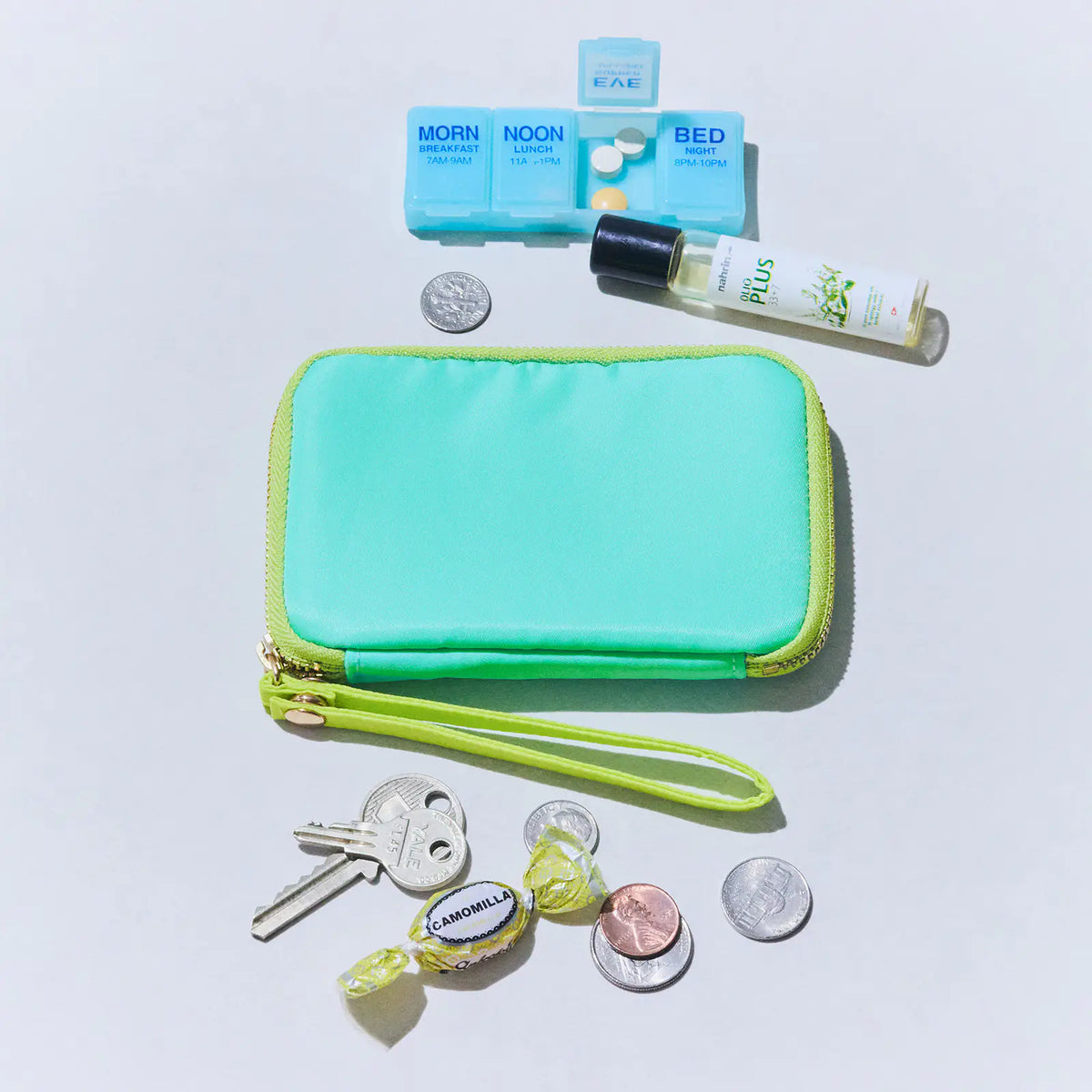 Hobonichi Techo Drawer Pouch Pocket “Aqua Lime” Mini Organizer Pouch