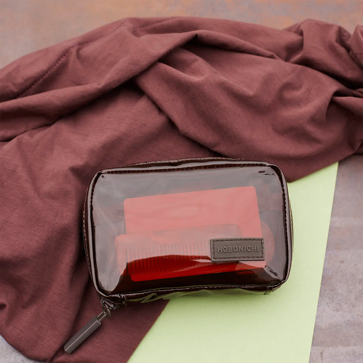 Hobonichi Drawer Pouch Pocket – Transparent Brown Mini Organizer Pouch