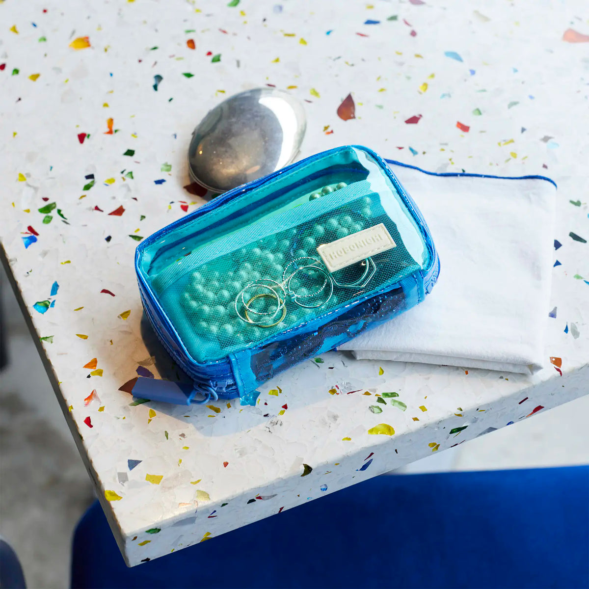 Hobonichi Drawer Pouch Pocket – Transparent Mix Blue Mini Organizer Pouch