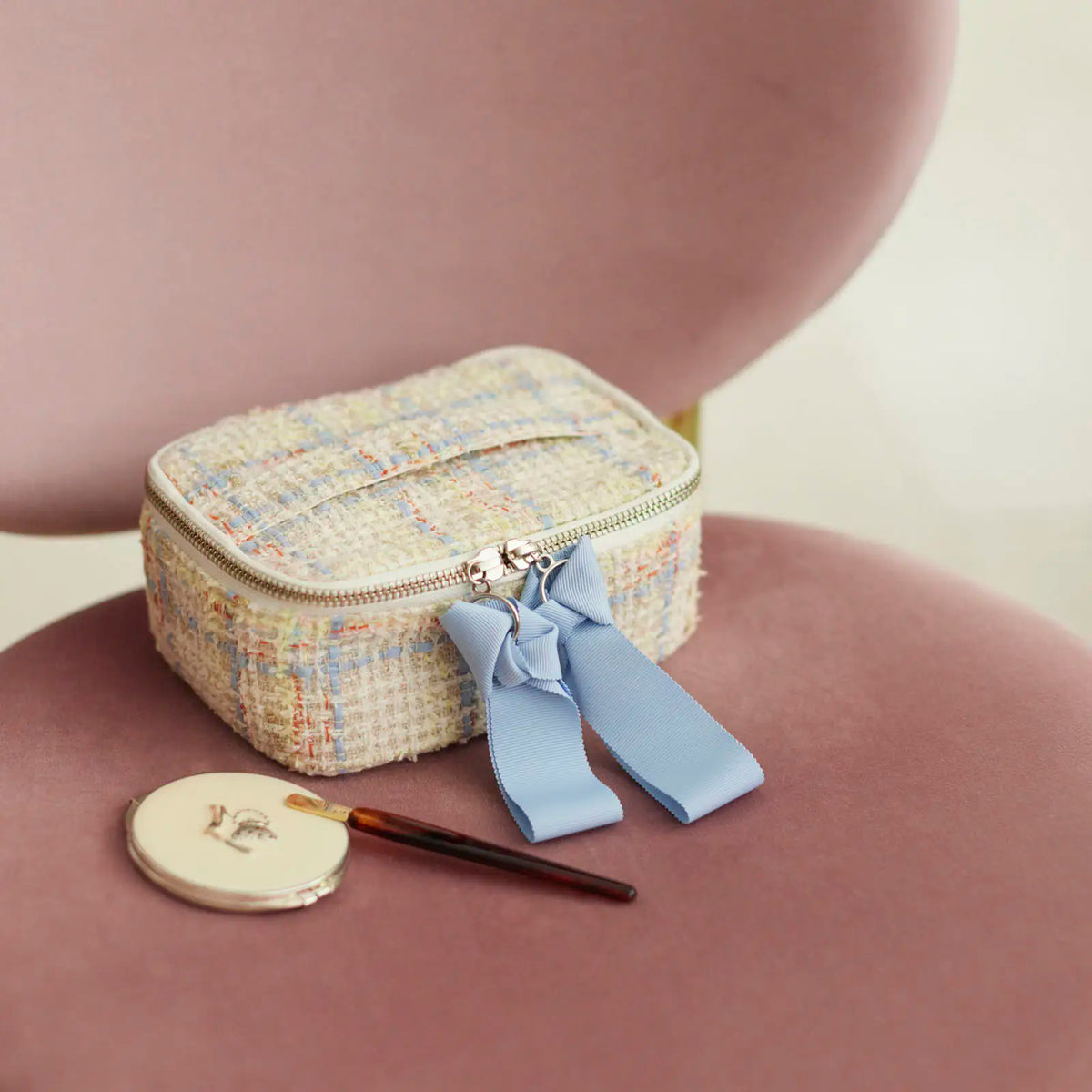 Hobonichi Drawer Pouch Container – Iwate Homespun Sherbet Tweed Organizer Pouch