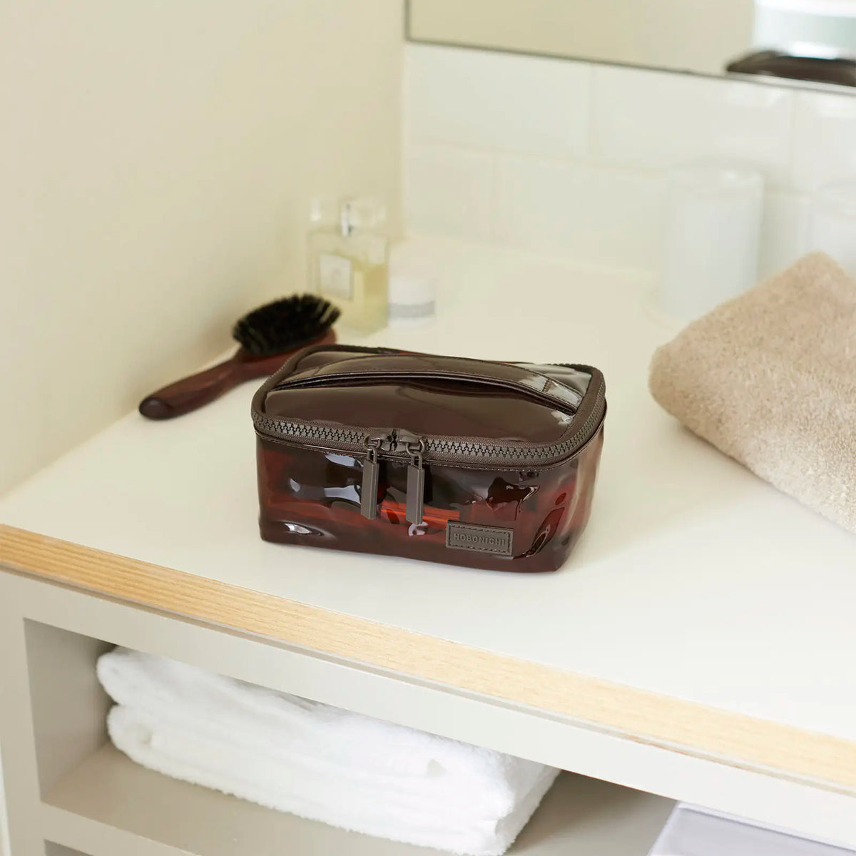 Hobonichi Drawer Pouch Container – Transparent Brown PVC Organizer Pouch