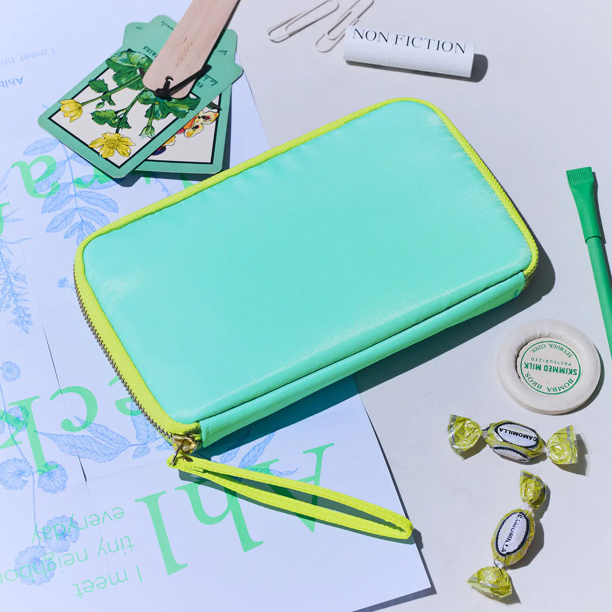 Hobonichi Techo Colors “Aqua Lime” Large Sister Drawer Pouch