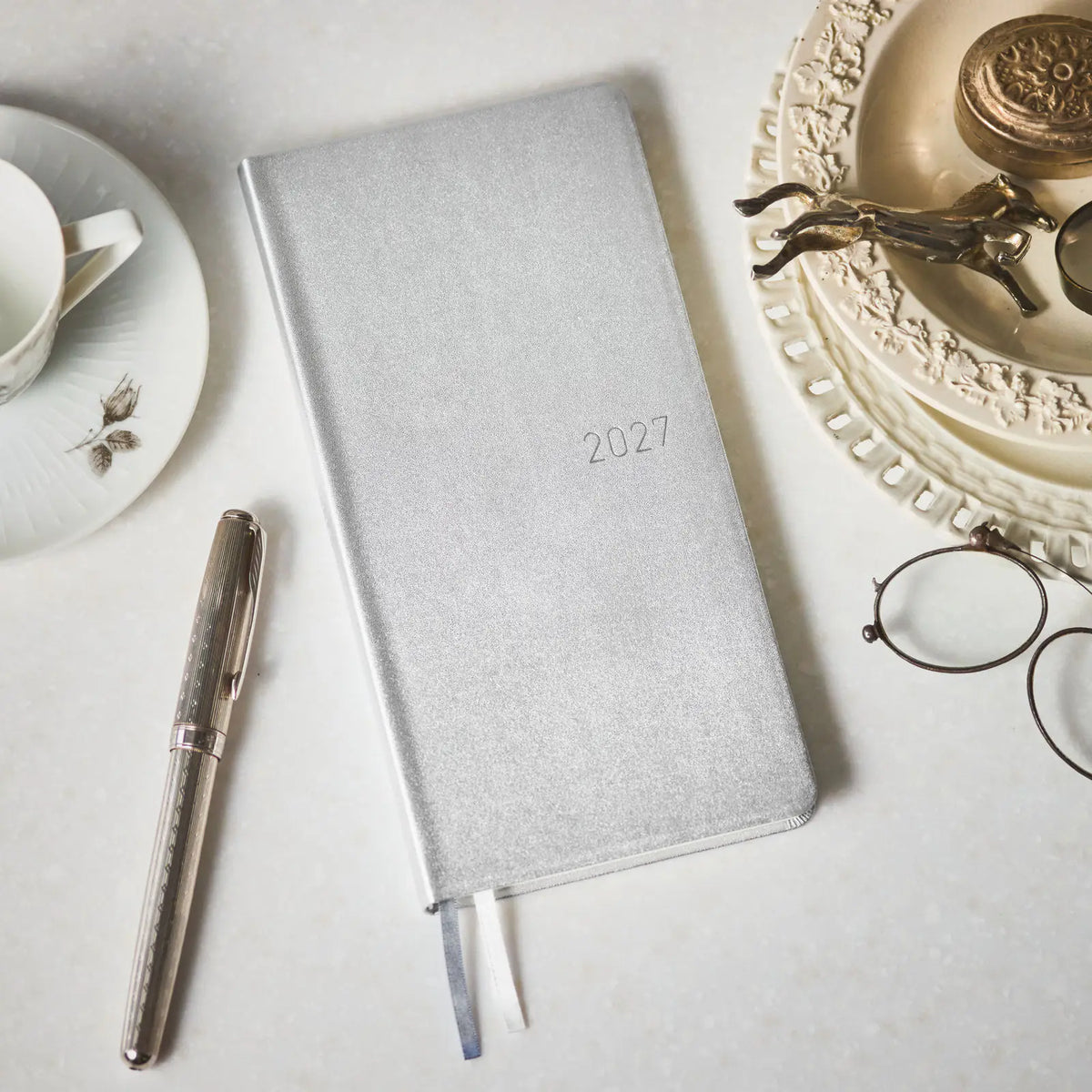 Hobonichi Techo Weeks 2027 Fine Classic “Noble Silver” Leather Planner