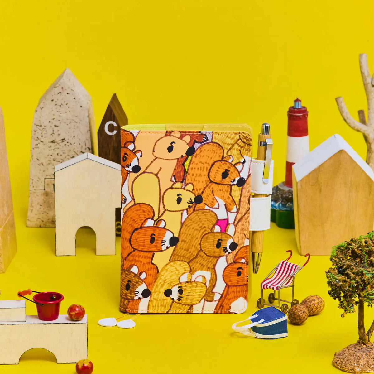 Hobonichi Techo A6 100%ORANGE Squirrels in a Row Planner Cover 2027