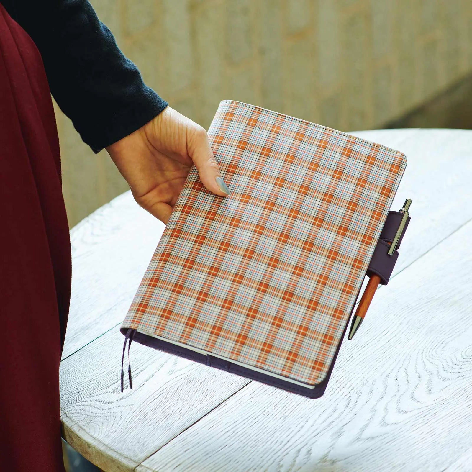 Hobonichi Techo Shirt Fabric Brownie Check Planner Cover A5 2027