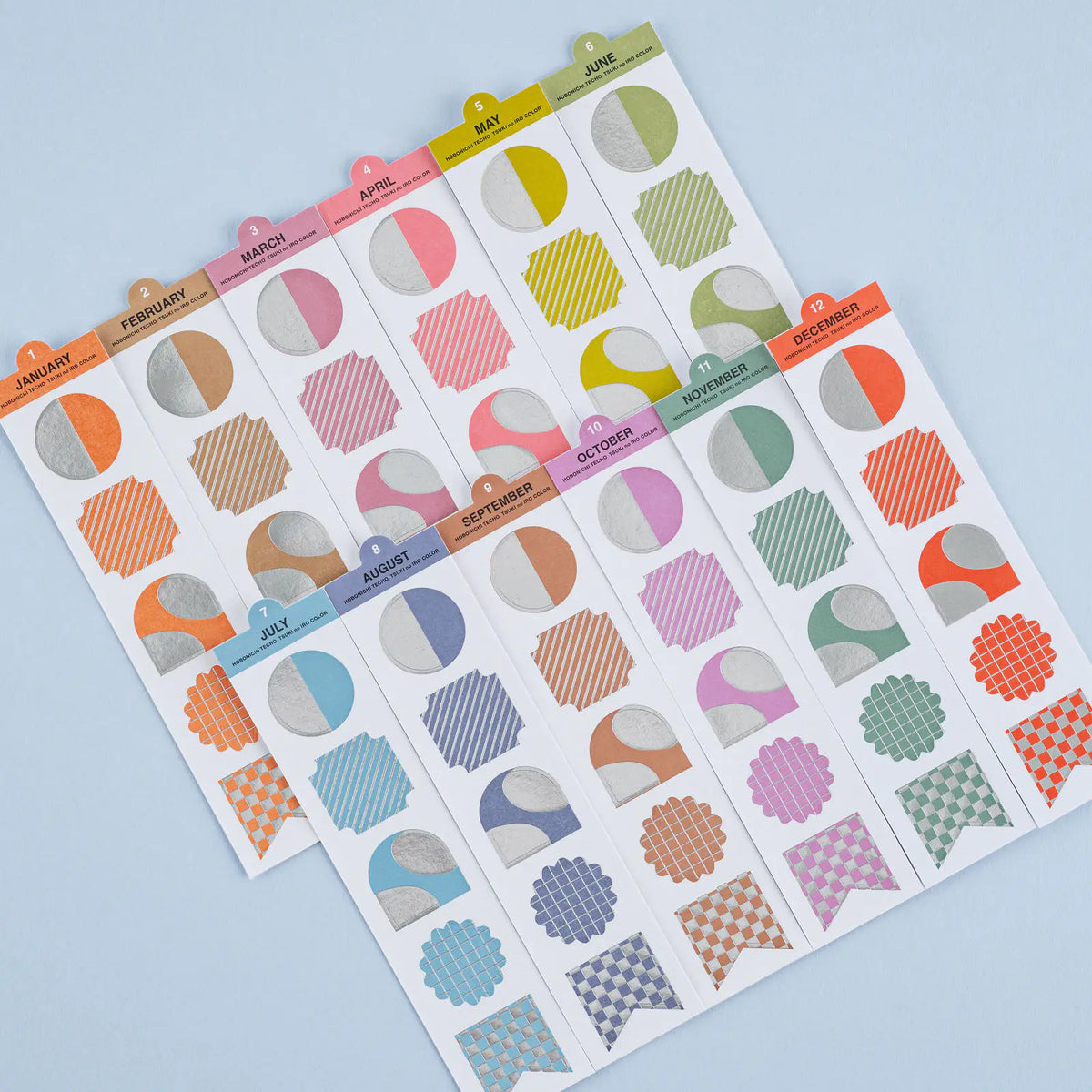 Hobonichi Techo TSUKI no IRO Bookmark Foil Stickers 12 Sheets Silver Foil