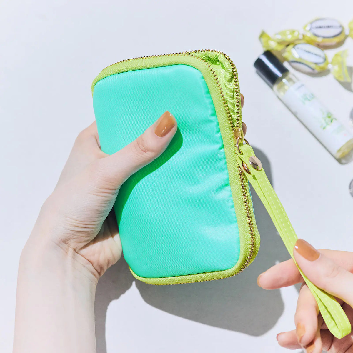 Hobonichi Techo Drawer Pouch Pocket “Aqua Lime” Mini Organizer Pouch