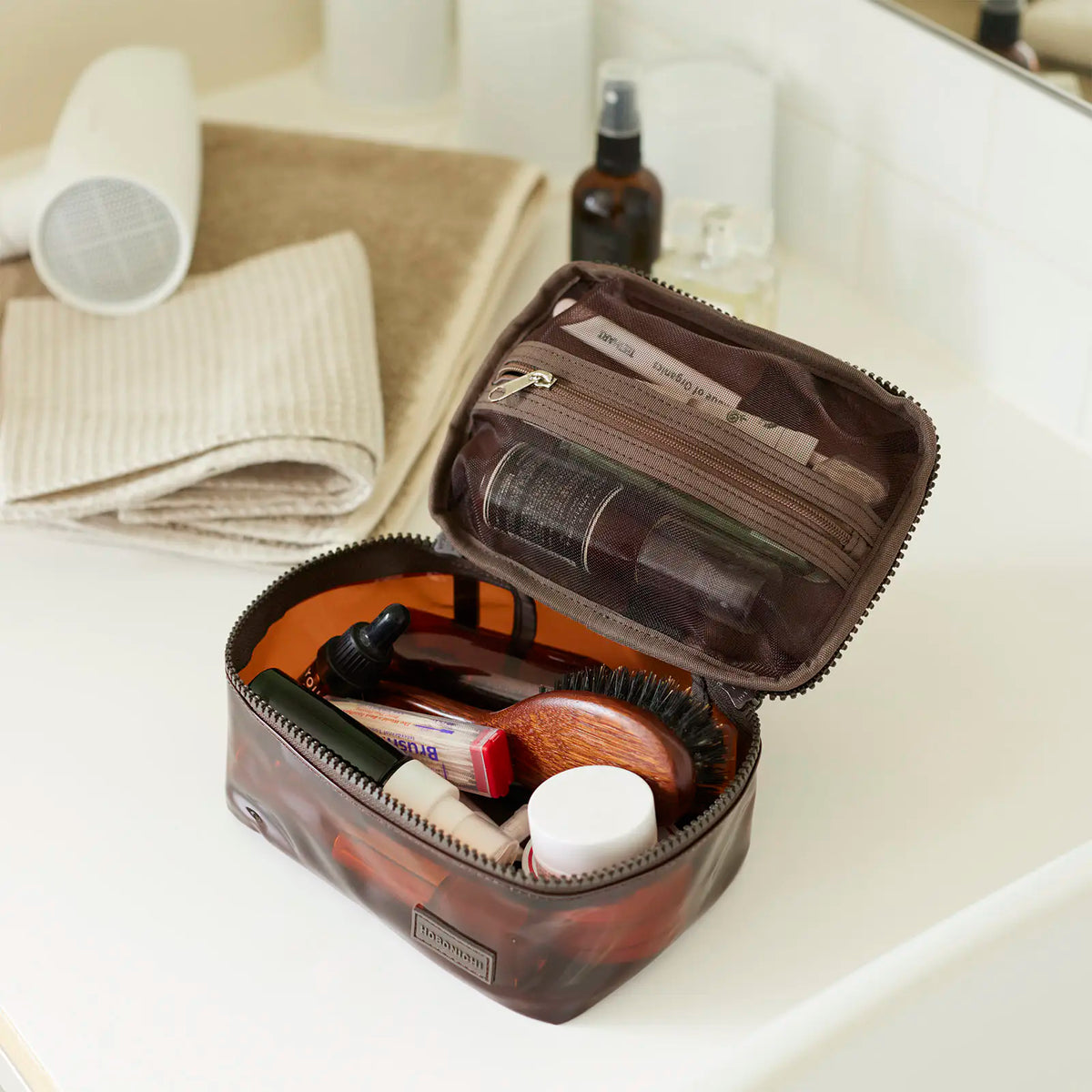 Hobonichi Drawer Pouch Container – Transparent Brown PVC Organizer Pouch