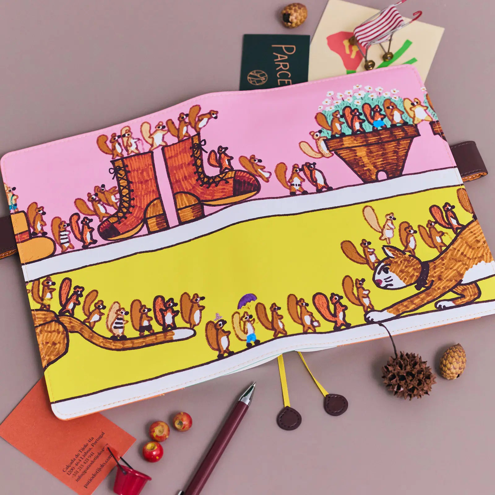 Hobonichi Techo A5 100%ORANGE The Squirrels Go Somewhere Planner Cover 2027
