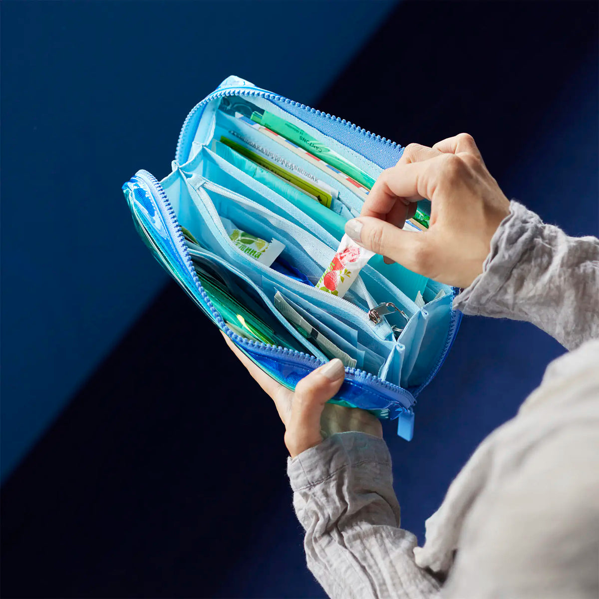 Hobonichi Drawer Pouch Ane Transparent Mix Blue Organizer Pouch