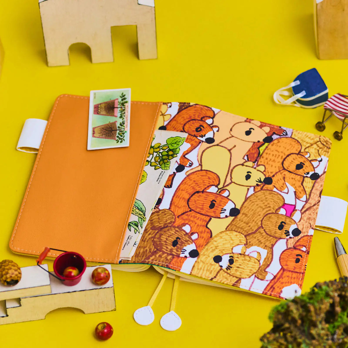 Hobonichi Techo A6 100%ORANGE Squirrels in a Row Planner Cover 2027