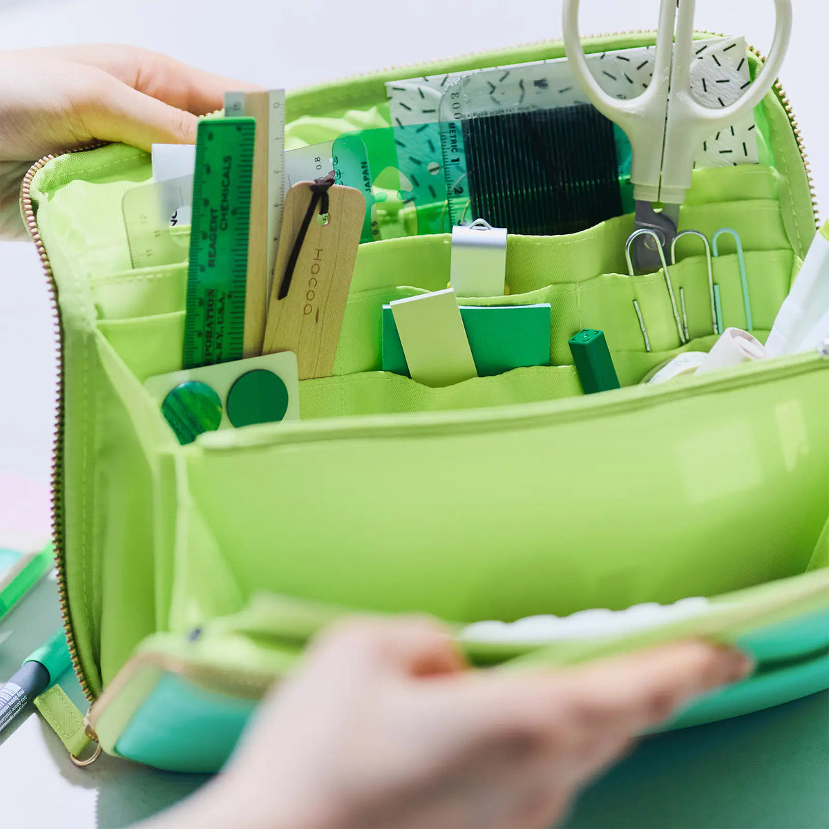 Hobonichi Aqua Lime Large Drawer Pouch
