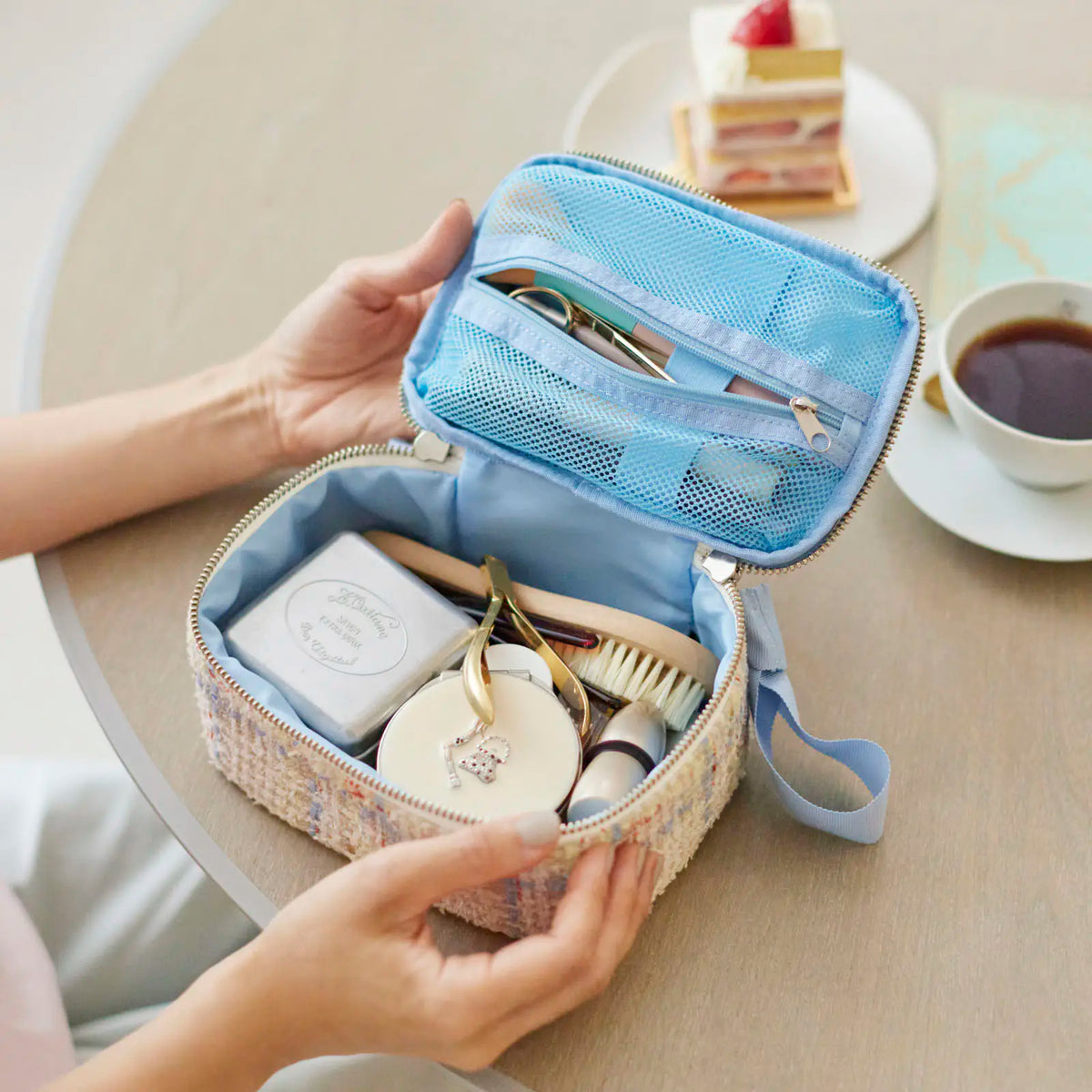 Hobonichi Drawer Pouch Container – Iwate Homespun Sherbet Tweed Organizer Pouch