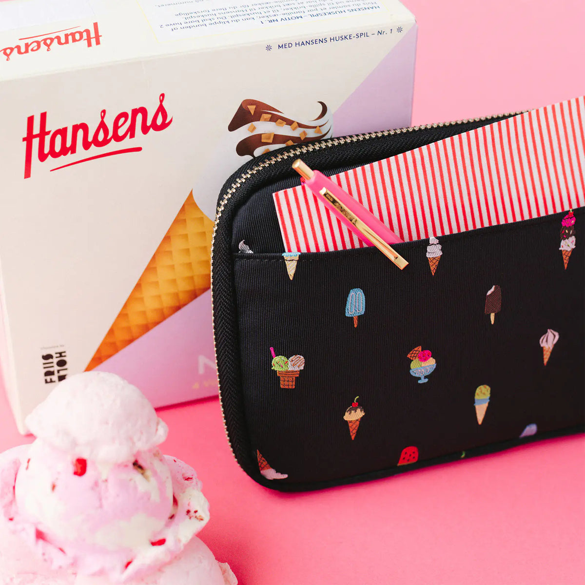 Hobonichi Techo Tie & Chief “Happy Ice Cream” Large Sister Drawer Pouch
