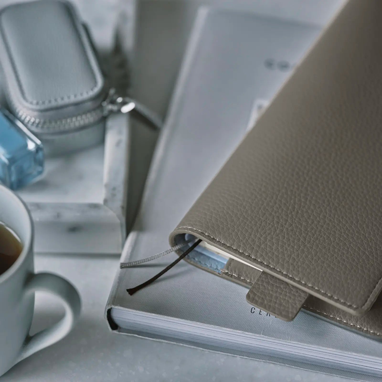Hobonichi Techo 2027 Tight Gray & Light Blue Leather Weeks Planner Cover
