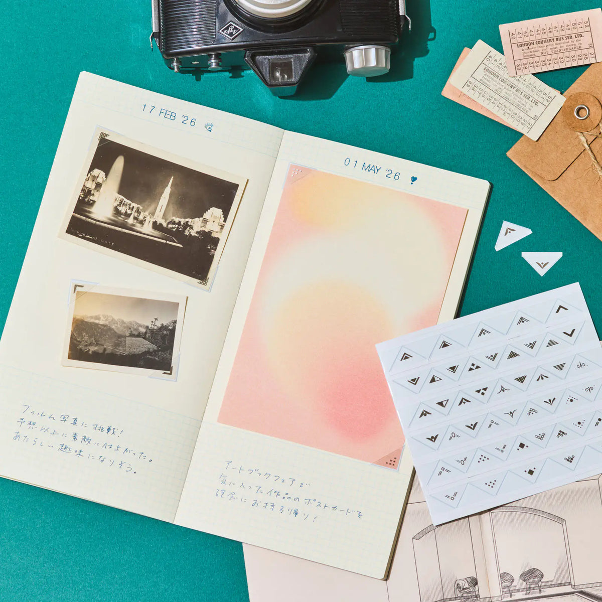 Hobonichi collect & collage POCKET Corner Pocket Stickers 54 Pieces