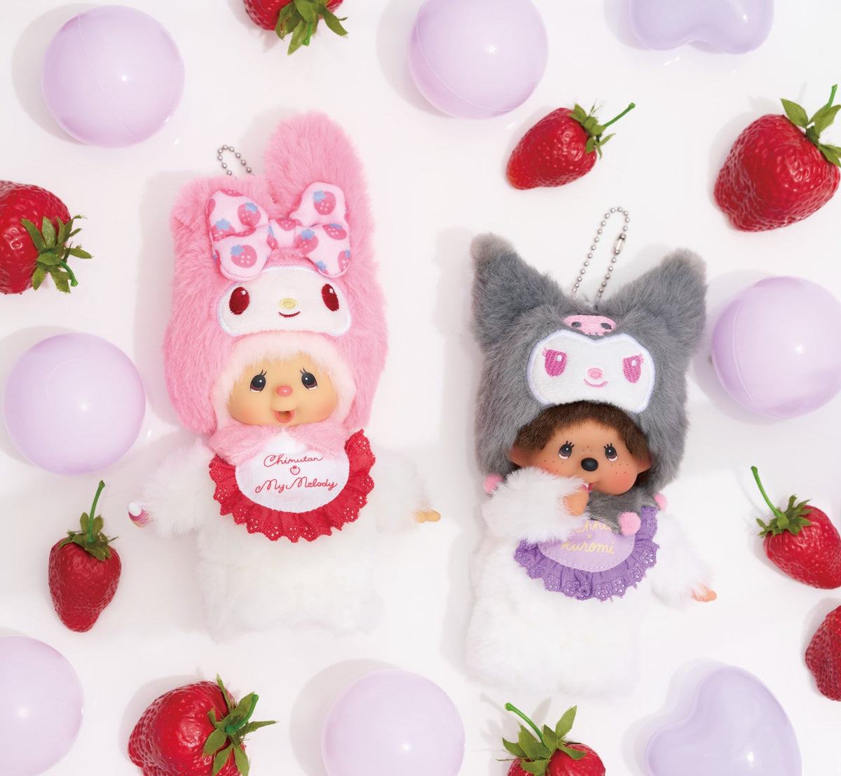 Monchhichi x Kuromi & Chimutan x My Melody Anniversary Plush Keychain