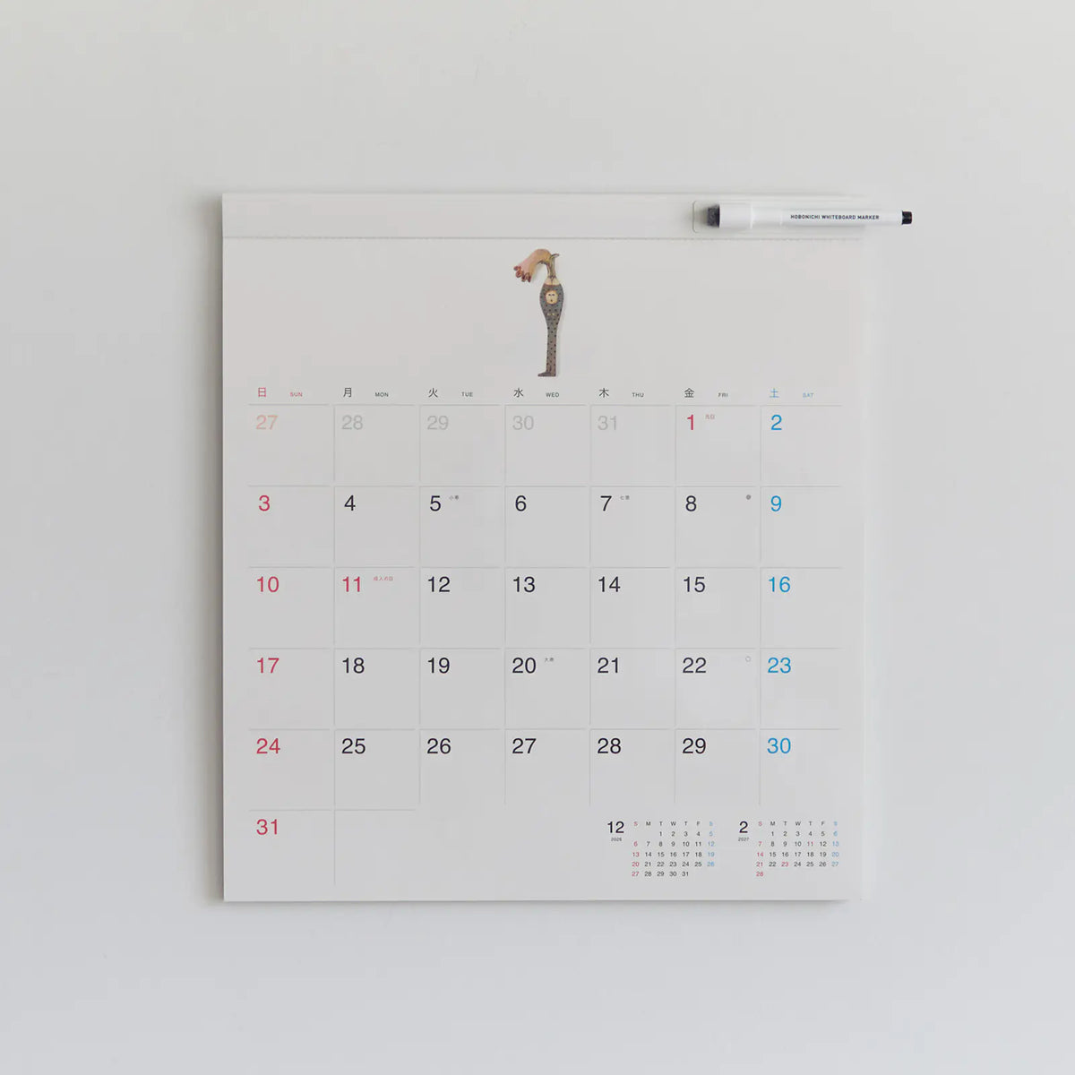 Hobonichi Whiteboard Calendar 2027 Full Size