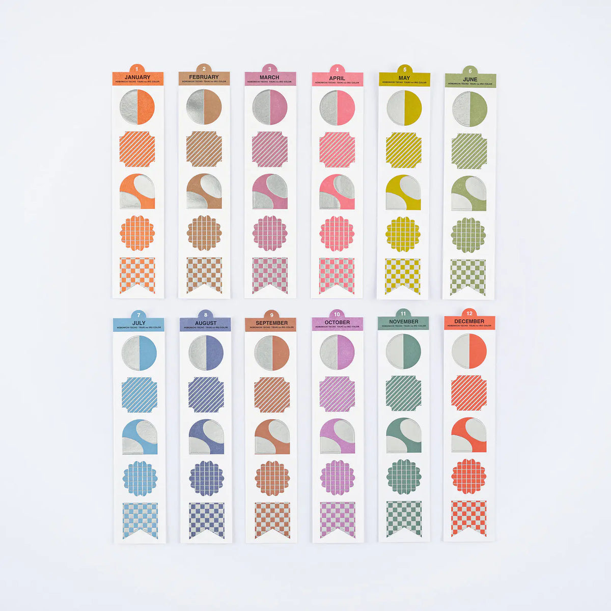 Hobonichi Techo TSUKI no IRO Bookmark Foil Stickers 12 Sheets Silver Foil